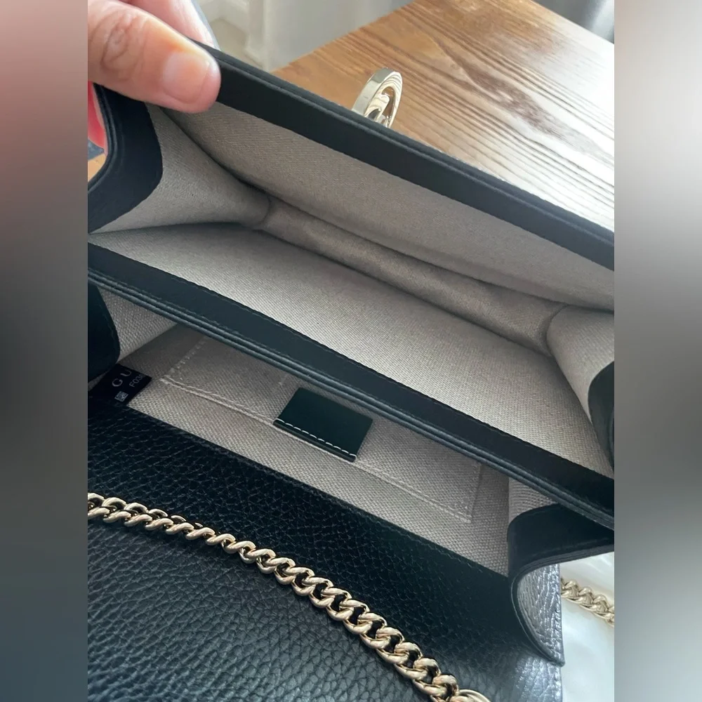 GUCCI Dollar Calfskin Black Interlocking Chain Handbag